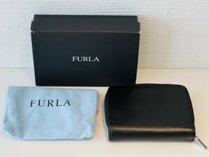 FURLA フルラ 二つ折り財布 美品 コンパクトウォレット ウォレット レザー カーフレザー レディース 箱付き 袋付き