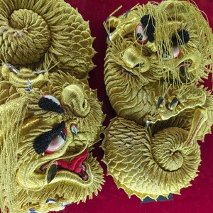 阿吽　龍　布団締め　太鼓台　みこし　だんじり　刺繍　金糸