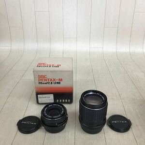 B1965 レトロ 外装美品 smc PENTAX-M 1:2.8 28mm / 1:3.5 135mm 一眼レフカメラ用 レンズ 2点 まとめ 当時物 動作未確認 ジャンク