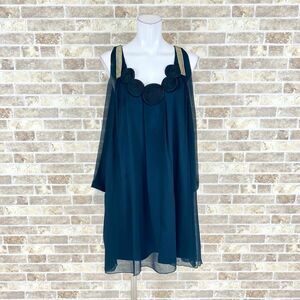 1円 ドレス MAITRESSE ワンピース 9号 青緑 カラードレス キャバドレ 発表会 イベント　中古４１７２