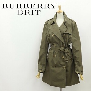 ◆BURBERRY BRIT バーバリー ブリット コットン スプリング トレンチ コート オリーブグリーン 44