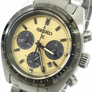 美品 SEIKO セイコー PROSPEX プロスペックス スピードタイマー 腕時計 SBDL089 電波ソーラー ラウンド クロノグラフ ベージュ 箱付 動作OK