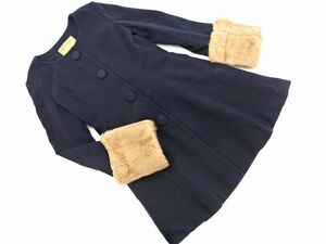 CECIL McBEE セシルマクビー フェイクファー ノーカラー コート sizeM/濃紺 ◆■ ☆ dkd0 レディース