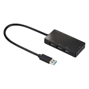 USBハブ HDMIポートを搭載した3ポート付きUSB3.2 Gen1（USB3.1/USB3.0）ハブ サンワサプライ USB-3H332BK 新品 送料無料
