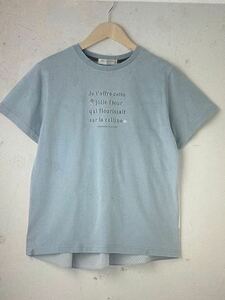 ポンポネット新作バックフレア半袖Tシャツ150cmサックス★新品激安！