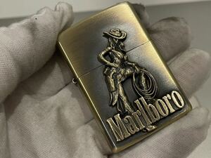 1円 ZIPPO ライター マルボロ Marlboroジッポ Zippoオイルライター真鍮製 中古品 喫煙グッズ ジッポー 火花確認済R67542