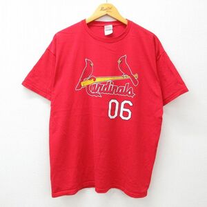 XL/古着 半袖 ビンテージ Tシャツ メンズ 00s MLB セントルイスカージナルス ワールドシリーズ 田口壮 コットン クルーネック 赤 レッ