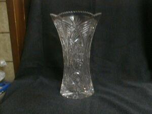 カット風　透明ガラス花瓶　25x15cm　1800g　インテリア飾り置物