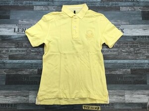 STILE BENETTON ベネトン メンズ 刺繍入り 綿 半袖ポロシャツ S 黄色