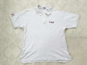 良好 90s USA製 ビンテージ FILA フィラ ロゴワッペン ポロシャツ 杢グレー Mサイズ アメリカ製 vintage poloshirt