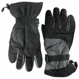 バイク 自転車 シンサレート生地 防寒グローブ 黒/灰 FREE フリーサイズ バイクグローブ 手袋 ブラック グレー 厚手素材