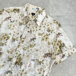 ●美品【爽やかな花柄】PS Paul Smith ポールスミス 半袖 コットン シャツ/size(L)/メンズ/夏物/総柄/日本製