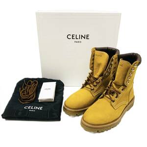 CELINE セリーヌ メンズ ブーツ 靴 シューズ レースアップ　ベージュ サイズ：41　美品