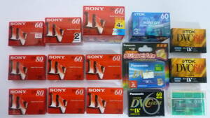 60225-5　ジャンク　21点　ミニデジタルビデオ用 カセットテープ　DVM60×19　DVM80×2　SONY　Panasonic　TDK　Victor　DVカセット
