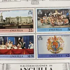 52570現品限り　外国切手未使用　アンギラ発行エリザベス女王小型シート