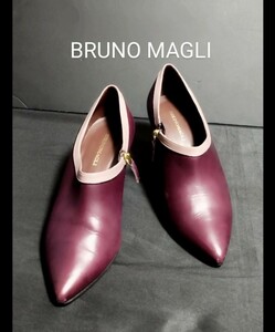 ★未使用 Bruno magli ブルーノマリ レディース パンプス レザー マルーン 36 1/2 正規品 靴 ハイヒール 女性 シューズ 約24.0cm