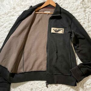 良品/XXL エンポリオアルマーニ EMPORIO ARMANI トラックジャケット ブルゾン スウェット ダブルジップアップ ロゴワッペン イーグル 