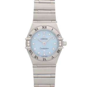 【保証書付】オメガ コンステレーションミニ 1567.86 SS 腕時計 12Pダイヤモンド 2003年購入 ブルー レディース 40802086631【アラモード】