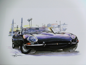 Bowイラスト-218/ジャガーEタイプ 3.8ロードスター /E-type //最後の1枚