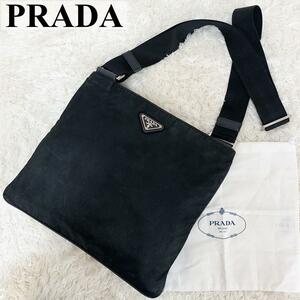 PRADA プラダ ショルダーバッグ メンズ スクエア 三角ロゴ プレート ブラック 黒 肩がけ 斜め クロスボディ 白タグ ナイロン 