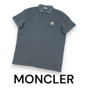 モンクレール　鹿の子 ポロシャツ　ロゴワッペン　バックロゴプリント　ガーメントダイ　ネイビー　M　MONCLER