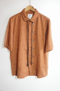 SHAREEF シャリーフ Roman numerals JQ S/S shirts 半袖 モノグラム ジャガード シャツ 12533003 茶 ブラウン系 サイズ2 521L