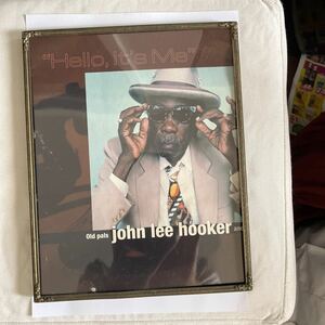 70sヴィンテージ　オールドUSA製額縁　John lee hooker ジョンリーフッカァー写し写真サービス付属　ブルース　酔いどれ詩人　送料無料