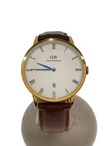 Daniel Wellington◆クォーツ腕時計/アナログ/レザー/WHT/BRW/1100DW