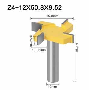 Mz578★プロ愛用★12mmシャンクルータービット1本★切断エッジ長さ12×50.8×9.52mm★木材の溝入加工★Tスロットタイプ★フライスカッター