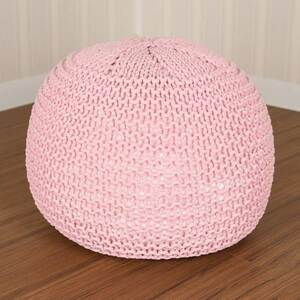 【アウトレット】12,800円 プフオットマン スツール クッション 輸入雑貨 手編み風 かわいい ピンク