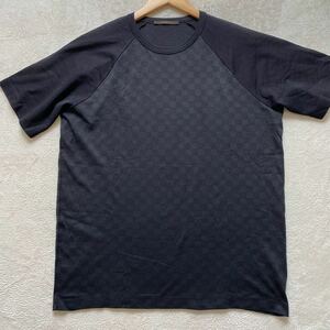【極美品】 LOUIS VUITTON ヴィトン ダミエ Tシャツ 半袖 メンズ トップス カットソー ブラック グレー XL ラグラン スリーブ