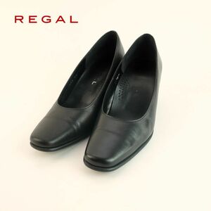 REGAL リーガル 23.0 パンプス ヒール ラウンドトゥ レザー 黒 ブラック/OC149