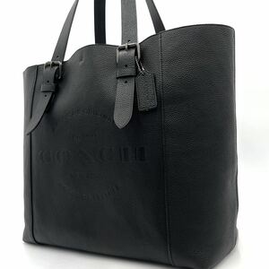 1円~/極美品● コーチ COACH トートバッグ ビジネスバッグ ブリーフケース ハドソン 肩掛け A4 2way ペブルドレザー 黒 ブラック レザー