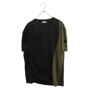 MONCLER モンクレール×adidas ラバーロゴプリント半袖Tシャツ クルーネックカットソー ブラック/カーキ I209S8C00001