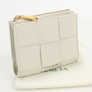 中古良品ボッテガヴェネタBOTTEGA VENETA イントレチャート スモールカセットファスナーウォレット 706010 VCQC ホワイト ランク：A us-2