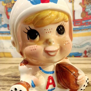 60s ビンテージ 陶器製 ベビープランター アメフト 男の子 boy baby フラワーベース vintage USA 昭和レトロ プランター
