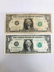 H460*0.28　アメリカ紙幣　1ドル×2枚　1969年/1988年　紙幣　古札　海外紙幣　まとめ　コレクション