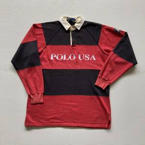 Polo by Ralph Lauren ラルフローレン POLO USA刺繍 クッキーパッチ ラガーシャツ 名作 M