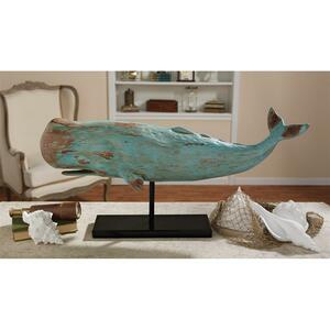 マッコウクジラの像　インテリア置物オブジェ海のテーマ装飾品マリンスタイル彫刻ビーチ航海鯨像調度品洋風装飾品飾りホームデコ雑貨彫像