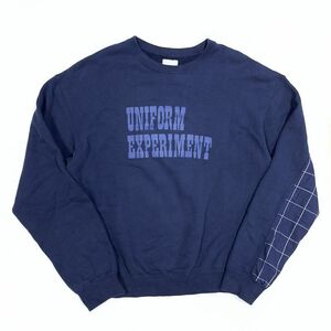 uniform experiment ユニフォームエクスペリメント SLEEVE PANELED WIDE CREWNECK SWEAT 袖切替 ワイド クルーネック スウェット 2 紺/soph