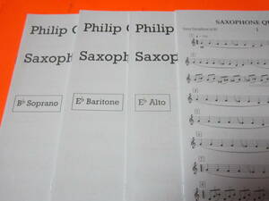 輸入楽譜　サクソフォーン（サックス）　カルテット　フィリップ・グラス　パート譜4つ　