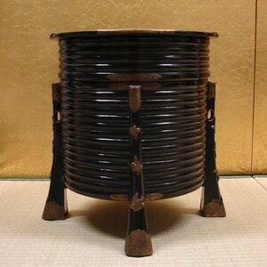 慶應◆時代調度品 黒漆行器 貝桶 シントコ(アイヌ語)