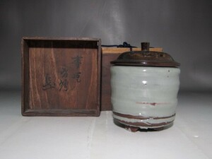 時代　青磁香炉　表千家　九代　了々斎花押の逸品 s846