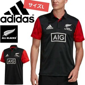 新品未使用■ポロシャツ オールブラックスallblacks■サイズL■adidasアディダスマオリ柄切り返し黒赤ＭＡＯＲＩ oxlsmレッドブラック