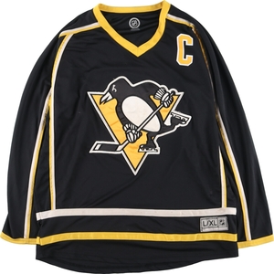 古着 NHL PITTSBURGH PENGUINS ピッツバーグペンギンズ Vネック メッシュ ゲームシャツ ホッケーシャツ メンズXL /eaa413318