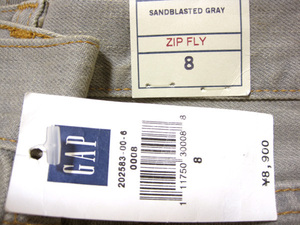 GAP ギャップ ZIP FLY デニム タグ付き グレー 8,900円 W80 送料520円