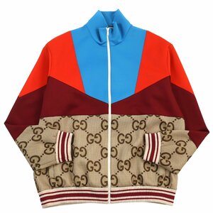 極美品○グッチ 23AW 693022 ジャンボGG カラーブロック ジップアップ トラックジャケット マルチカラー XL ハンガー付き 伊製 正規品