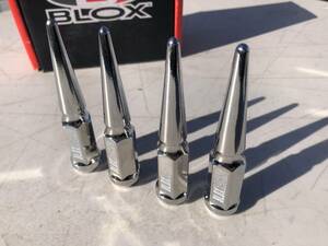 BLOX 111mm ロング スパイクスチールナット 20本 鍍金 12x1.5 USDM 4X4 トヨタ ホンダ クローム鍍金 正規輸入品 即納