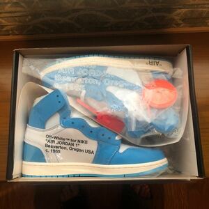 OFF-WHITE × AIR JORDAN 1 NRG WHITE DARK POWDER BLUE （ホワイト/コーン/ダークパウダーブルー）