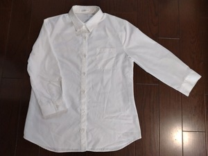 ７分袖レギュラーシャツ　Sサイズ　白　ホワイト　無地 　送料185円